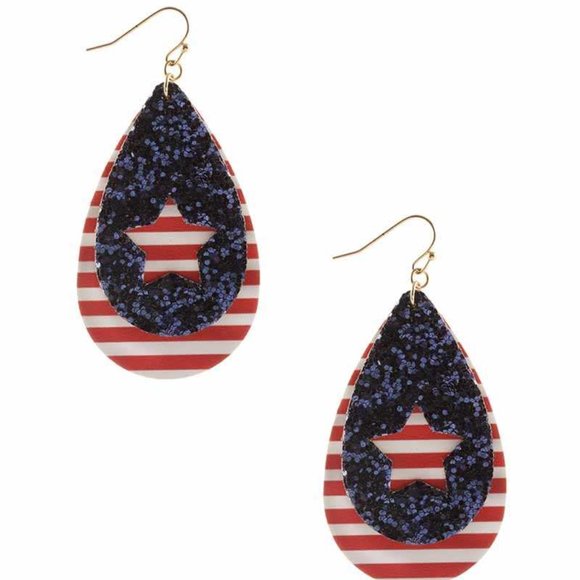 Tell your tale Jewelry - TEARDROP AMERICAN FLAG DANGLE EARRING
